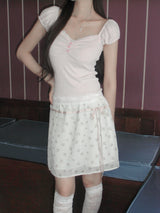 [MADE] Chewing Lace Shirring Tee
