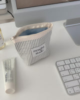  zipper pouch - stripe ivory