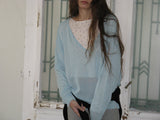 Button v-neck knit_skyblue
