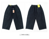 フォトンウエストバンド サイドスリット フリースデニムワイドパンツ