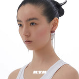 KVK THE BLOSSOM Peach Blossom Series Irregular Crystal Tassel Stud Earrings (Green Opal)