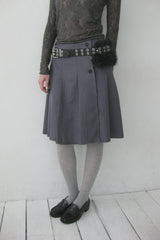 cut out wrap pleated skirt