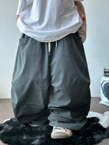 STAR RIVET⭐️🌌✨ STUD POINT BALLOON PARACHUTE OVER LONG LOOSE PANTS 🩵🩶 - 2 COLORS