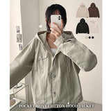 Maro Cotton Pocket Button Hooded Jacket