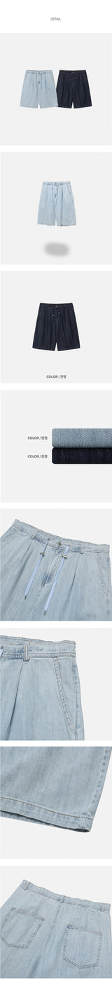 [SET UP] String denim bermuda pants (2color)