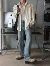 ASCLO Brush Wash Semi Wide Denim Pants (3color)