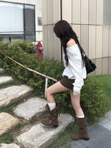 [1+1/MADE] リンサVネックルーズフィットレイヤードニット