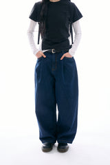 Oberon pintuck balloon denim pants