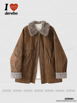 Poodle Fur Bike Leather Half Coat