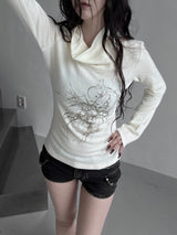 melt drape neck slim T (3color)