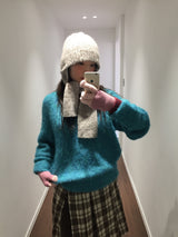 [MD Pick]ウールタッチブラッシュVネックニット (4 Colors)
