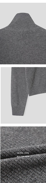 [F/W] ハイネックボタンクロップビットカーディガン(3color)