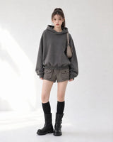 (UNISEX) ハーフハイネッククロップフーディー