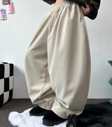 フリース💎スリンキーソフティベルベットロングパンツコーデュロイワイド💎🩵🤎🖤3カラー
