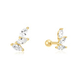 gold triple marquise barbell single piercing E070-08G