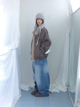 Milkfur high neck suede jumper