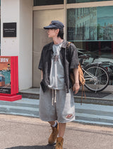 フローピグメントウォッシングショートスリーブシャツ