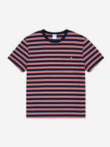 REGULAR STRIPE WOOD BUTTON TEE (NAVY)