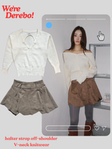 suede unbalanced brown mini skirt