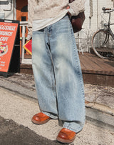 シェルウォッシングワイドバルーンデニムパンツ