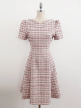 26SS★ Peniel Heart Neck Puff Tweed Flare One Piece