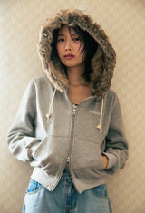 フラッフィーファーフーディー (グレー)