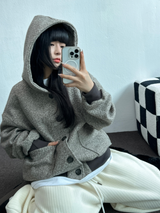 TERRY SHEEP🐑☁🤎HOODIE CARDIGAN JACKET 🤎💛🖤3COLOR