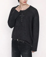 (UNISEX) Rivet Ribbed Long Sleeve
