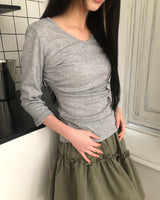 ナイロンVネックサイドシャーリング7スリーブTシャツ