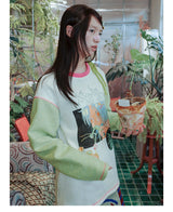 UnsocialNight original design autumn and winter Ollie frog oliwa co-branded illustration printed sweatshirt set for women