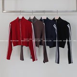 Track zip-up shorts two-piece set