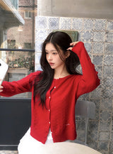 #Mood Cable Lettering Embroidery Round Cardigan (6color)