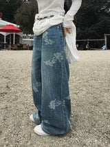 Hazel Flower Denim Pants (1c)