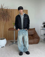B-Ed Cut Curved Denim Pants