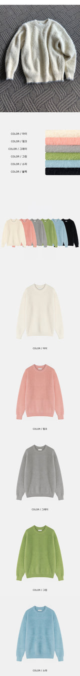 [F/W] Basic angora round neck knit(6color)