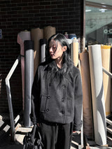 BLACK BUTTON SHORT COAT
