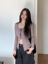Holy Square Ribbon Corset Long Sleeve T-shirt