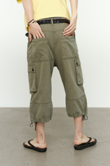 ヴィンテージ ミリタリー カプリ カーゴパンツ(Washed Khaki)