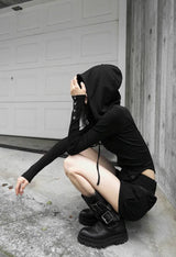 26FW★ SHADOW BUTTON HOODED ZIP-UP
