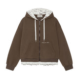 フラッフィージップアップフーディー (Brown)