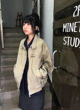 [unisex] レアレ ツーボタン ウォッシング ハイネック ジップアップ ジャケット
