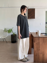 WAFFLE BUTTON OVERSIZED TEE (3C)