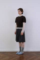 Puff raccoon half knit_brown