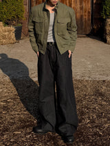 Double pocket herringbone pants