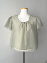 Organza Plain Layered Short Sleeve Blouse