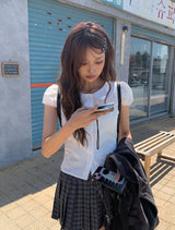 プラ チェック トライアングル スクエア スナップ ヘアピン