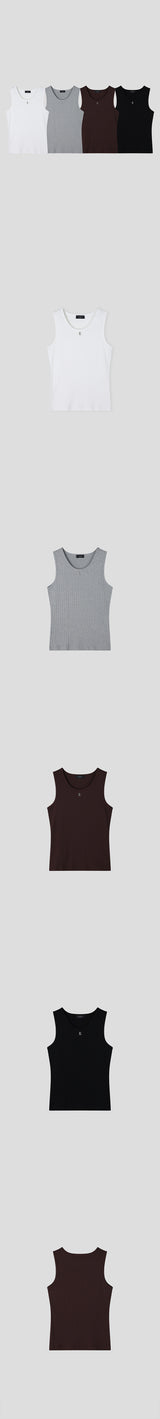 [S/S] High ribbed logo sleeveless(6color)