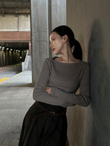 Deer Boat Neck Long Sleeve T-Shirt