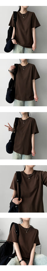 Rose Basic Plain Short-Sleeved T-shirt