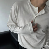 ウィユトムヘンリーネックVネック長袖Tシャツ (3 colors)